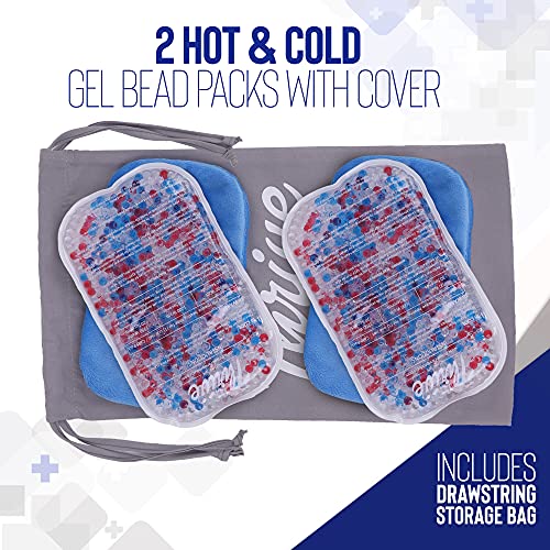 Gel Beads Hot & Cold Compress Ice Pack (2-Pack) - Gel Bead Ice Pack w/ 2 Cove...