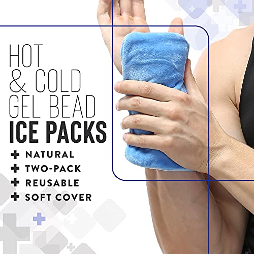 Gel Beads Hot & Cold Compress Ice Pack (2-Pack) - Gel Bead Ice Pack w/ 2 Cove...