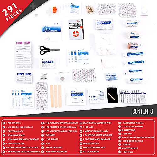 Thrive First Aid Kit (291 Pieces) - First Aid Bag Packed w/ Medical Supplies ...