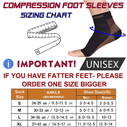 Thx4 Copper Compression Recovery Foot Sleeves for Men & Women, Copper Infused...