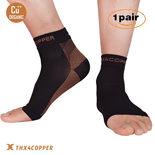 Thx4 Copper Compression Recovery Foot Sleeves for Men & Women, Copper Infused...