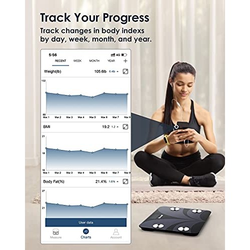 TICWELL Scales for Body Weight Digital Bathroom Scale Bluetooth Weight Scale ...