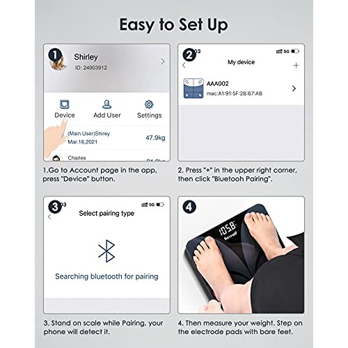 TICWELL Scales for Body Weight Digital Bathroom Scale Bluetooth Weight Scale ...