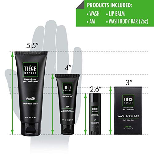 Tiege Hanley Men's Skin Care Gift Set | 4 Products | Face Wash, Moisturizer w...