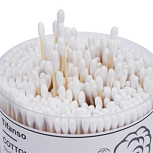 tifanso 500 Count Cotton Swabs, Natural Double Round Cotton Tip Cotton Buds w...
