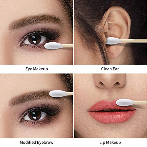 tifanso 500 Count Cotton Swabs, Natural Double Round Cotton Tip Cotton Buds w...