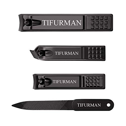 TIFURMAN Nail Clippers Set Black Matte Stainless Steel Nail Clippers for Men ...
