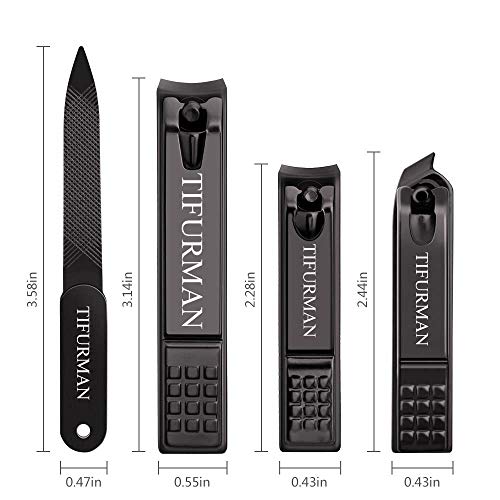 TIFURMAN Nail Clippers Set Black Matte Stainless Steel Nail Clippers for Men ...