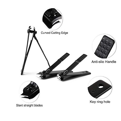 TIFURMAN Nail Clippers Set Black Matte Stainless Steel Nail Clippers for Men ...