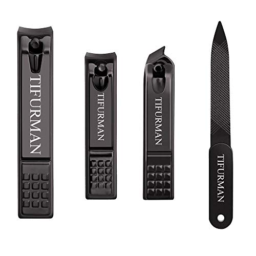 TIFURMAN Nail Clippers Set Black Matte Stainless Steel Nail Clippers for Men ...