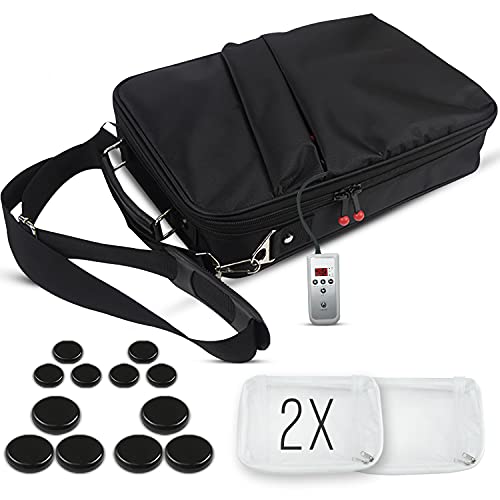 Portable Hot Stone Massage Warmer Set & Professional Spa Kit with LCD Tempera...