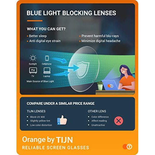 TIJN Blue Light Blocking Glasses for Women Men Clear Frame Square Nerd Eyegla...