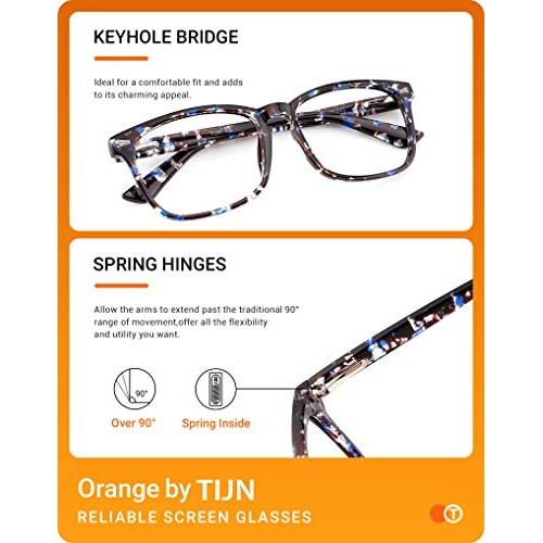 TIJN Blue Light Blocking Glasses for Women Men Clear Frame Square Nerd Eyegla...