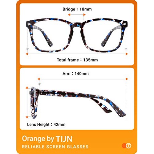TIJN Blue Light Blocking Glasses for Women Men Clear Frame Square Nerd Eyegla...