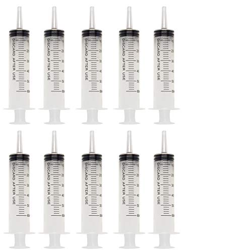 60ml Catheter Tip Syringe with Covers 10 Pack by Tilcare - Sterile Plastic Me...