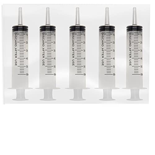 60ml Catheter Tip Syringe with Covers 5 Pack by Tilcare - Sterile Plastic Med...