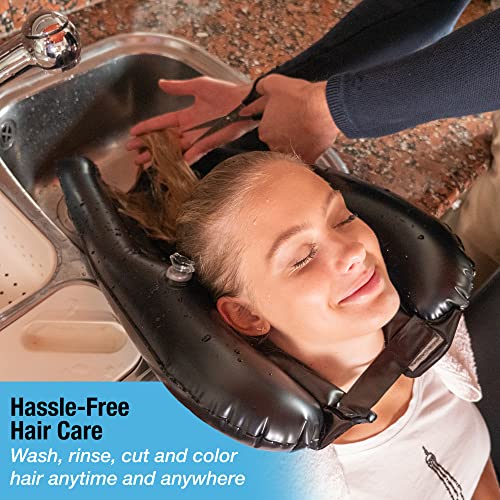 Inflatable Hair Washing Tray for Sink and Bedside - Comfortable Portable Sham...