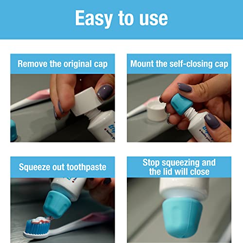 Self Closing Toothpaste Caps 6-Pack by Tilcare - No Waste Cap Dispensers for ...