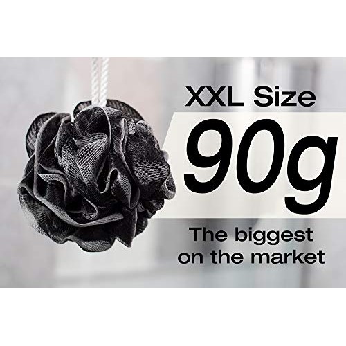 XXL 90g Charcoal Shower Loofah 3 Pack by Tilcare - Perfect Bath Sponge for Ex...
