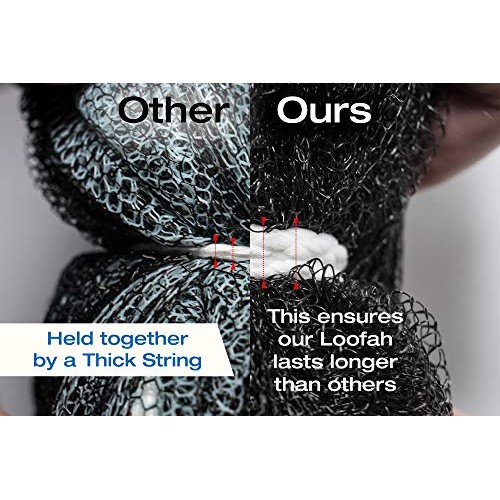 XXL 90g Charcoal Shower Loofah 3 Pack by Tilcare - Perfect Bath Sponge for Ex...