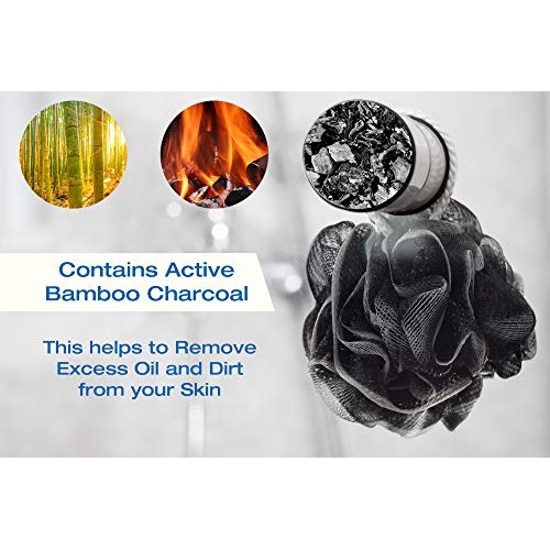 XXL 90g Charcoal Shower Loofah 3 Pack by Tilcare - Perfect Bath Sponge for Ex...