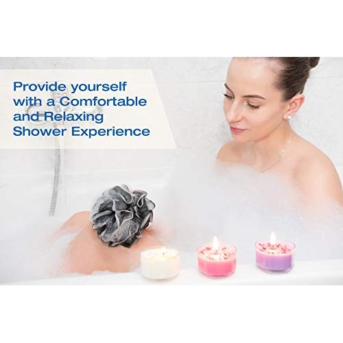 XXL 90g Charcoal Shower Loofah 3 Pack by Tilcare - Perfect Bath Sponge for Ex...