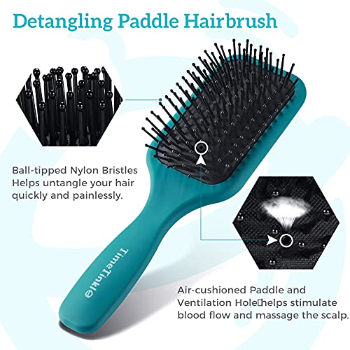TimeTinkle Hair Brush Set - Detangler, Styling Brush, Tail Comb & Wide Tooth ...