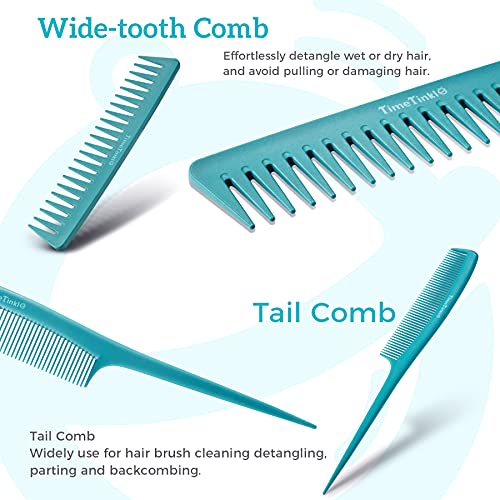 TimeTinkle Hair Brush Set - Detangler, Styling Brush, Tail Comb & Wide Tooth ...