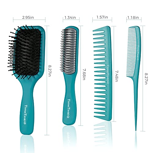 TimeTinkle Hair Brush Set - Detangler, Styling Brush, Tail Comb & Wide Tooth ...