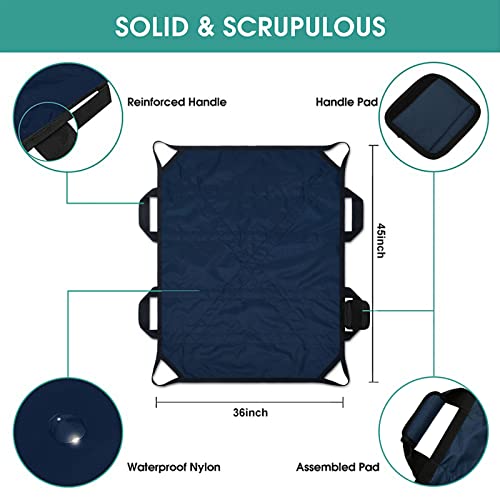 Bed Positioning Pad with Reinforced Handles, 45" X 36" Multipurpose Waterproo...
