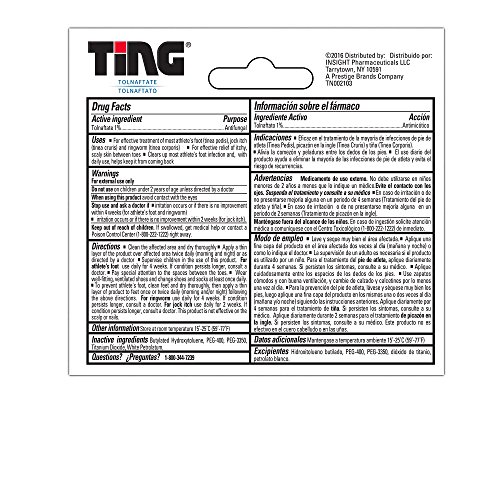 Ting Therapeutic Foot Care Cream, Cures Athlete’s Foot and Jock Itch, 0.5 oz,...