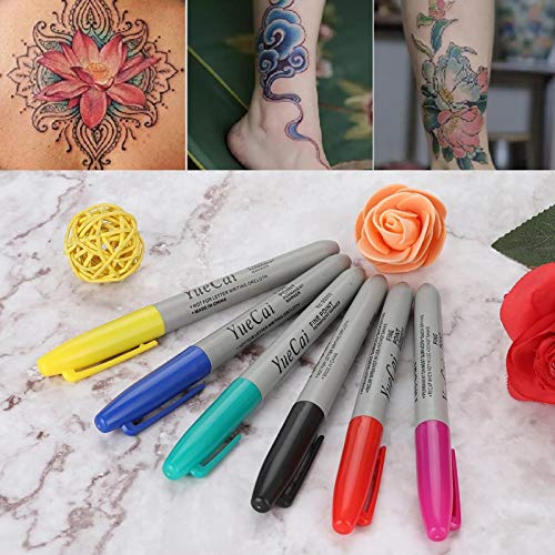 Temporary Tattoo Pens 6 Tattoo Body Markers Set Skin Safe for All Artists Ult...