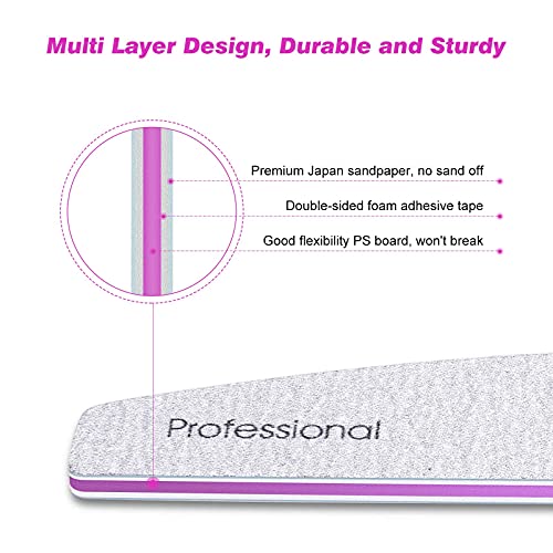 Tiphulan Nail File 100 180 Grit, 12 Pack Professional Nail Files for Acrylic ...