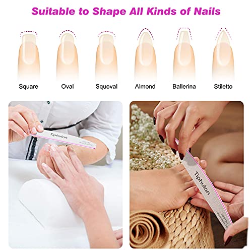 Tiphulan Nail File 100 180 Grit, 12 Pack Professional Nail Files for Acrylic ...