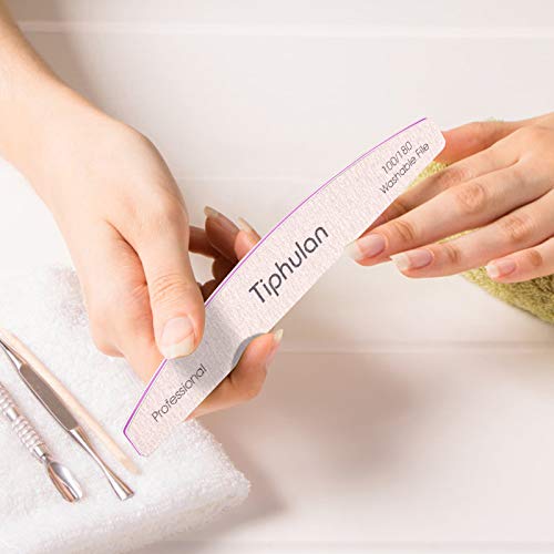 Tiphulan Nail File 100 180 Grit, 12 Pack Professional Nail Files for Acrylic ...
