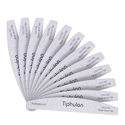 Tiphulan Nail File 100 180 Grit, 12 Pack Professional Nail Files for Acrylic ...