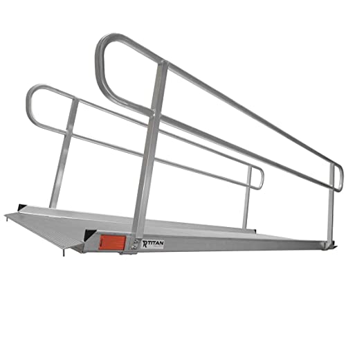 Titan Ramps Aluminum Wheelchair Entry Ramp and Handrails 10 ft. Solid Surface...