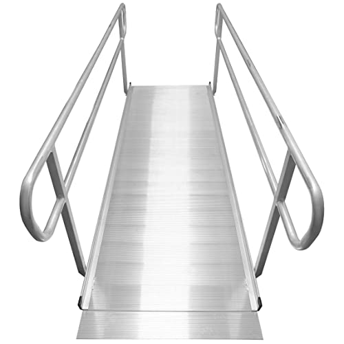 Titan Ramps Aluminum Wheelchair Entry Ramp and Handrails 10 ft. Solid Surface...