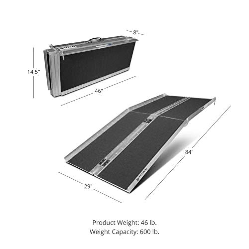 Titan Ramps Portable Wheelchair Ramp Multi Fold 7 ft Long x 30 in Wide ...