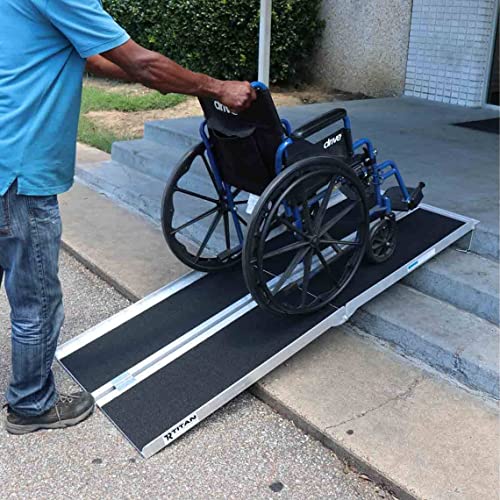 Titan Ramps Portable Wheelchair Ramp Multi Fold 7 ft Long x 30 in Wide Anti-Slip