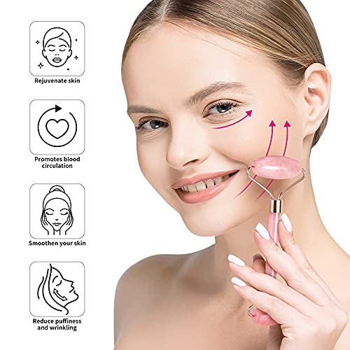 Natural Jade Guasha Tool for Face Body Eye,Jade Face Roller and Gua Sha Massa...