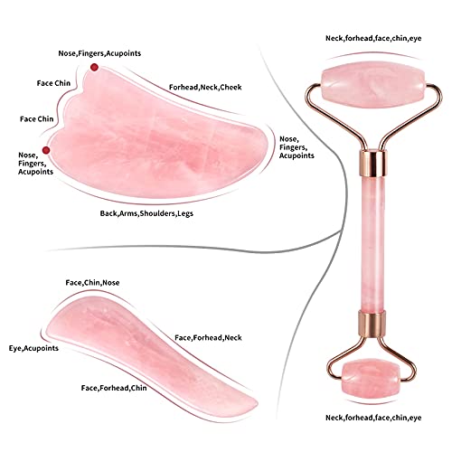 Natural Jade Guasha Tool for Face Body Eye,Jade Face Roller and Gua Sha Massa...