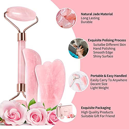 Natural Jade Guasha Tool for Face Body Eye,Jade Face Roller and Gua Sha Massa...