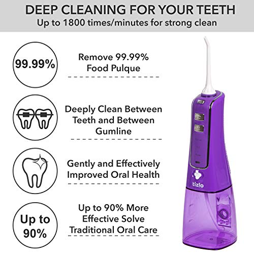 Water Flosser Cordless 10oz 300ml Rechargeable Portable 3 Modes IPX7 Technolo...