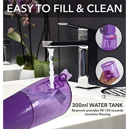 Water Flosser Cordless 10oz 300ml Rechargeable Portable 3 Modes IPX7 Technolo...