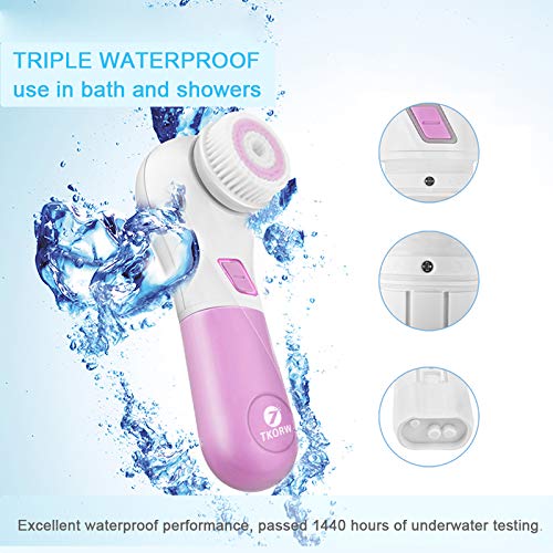 Facial Cleansing Brush,TKORW,Electric Face Scrubber Brush,5 Rotating Brush He...