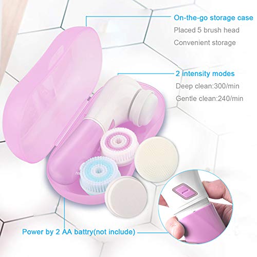 Facial Cleansing Brush,TKORW,Electric Face Scrubber Brush,5 Rotating Brush He...
