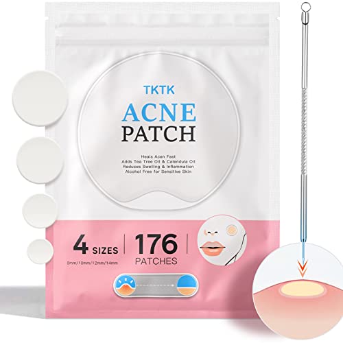 Acne Pimple Patches + Pimple Extractor, 4 Sizes 176 Patches for Zit Breakouts...