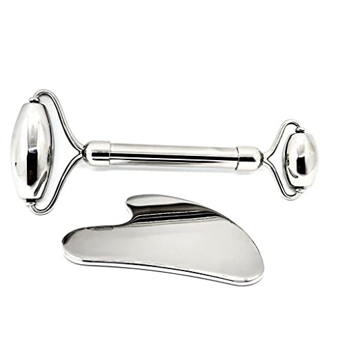 Tlethayotha Stainless Steel Roller and Gua Sha Set 2 piece | facial massager ...