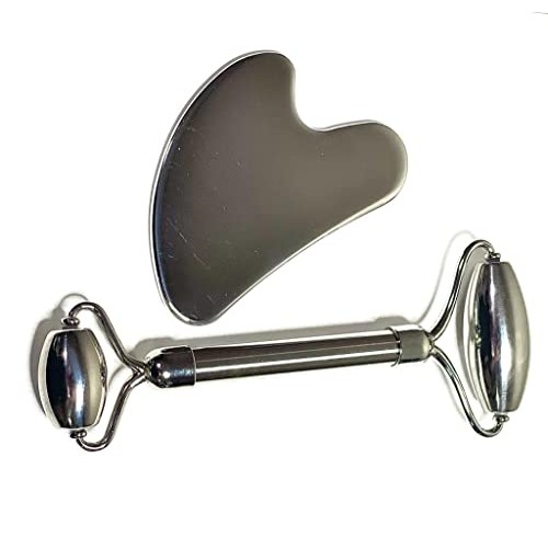 Tlethayotha Stainless Steel Roller and Gua Sha Set 2 piece | facial massager ...